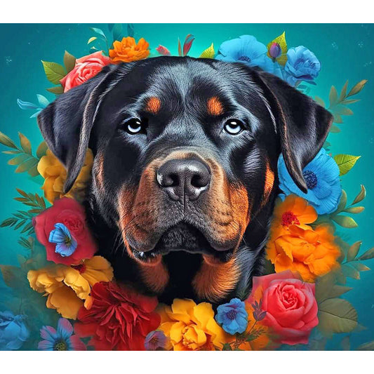 Dog Wearing Garland - Full Round Drill Diamond Painting 40*35CM