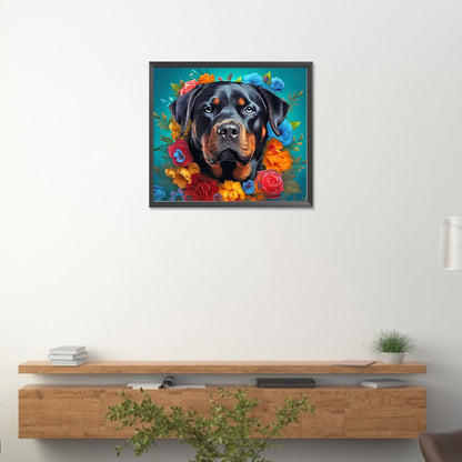 Dog Wearing Garland - Full Round Drill Diamond Painting 40*35CM