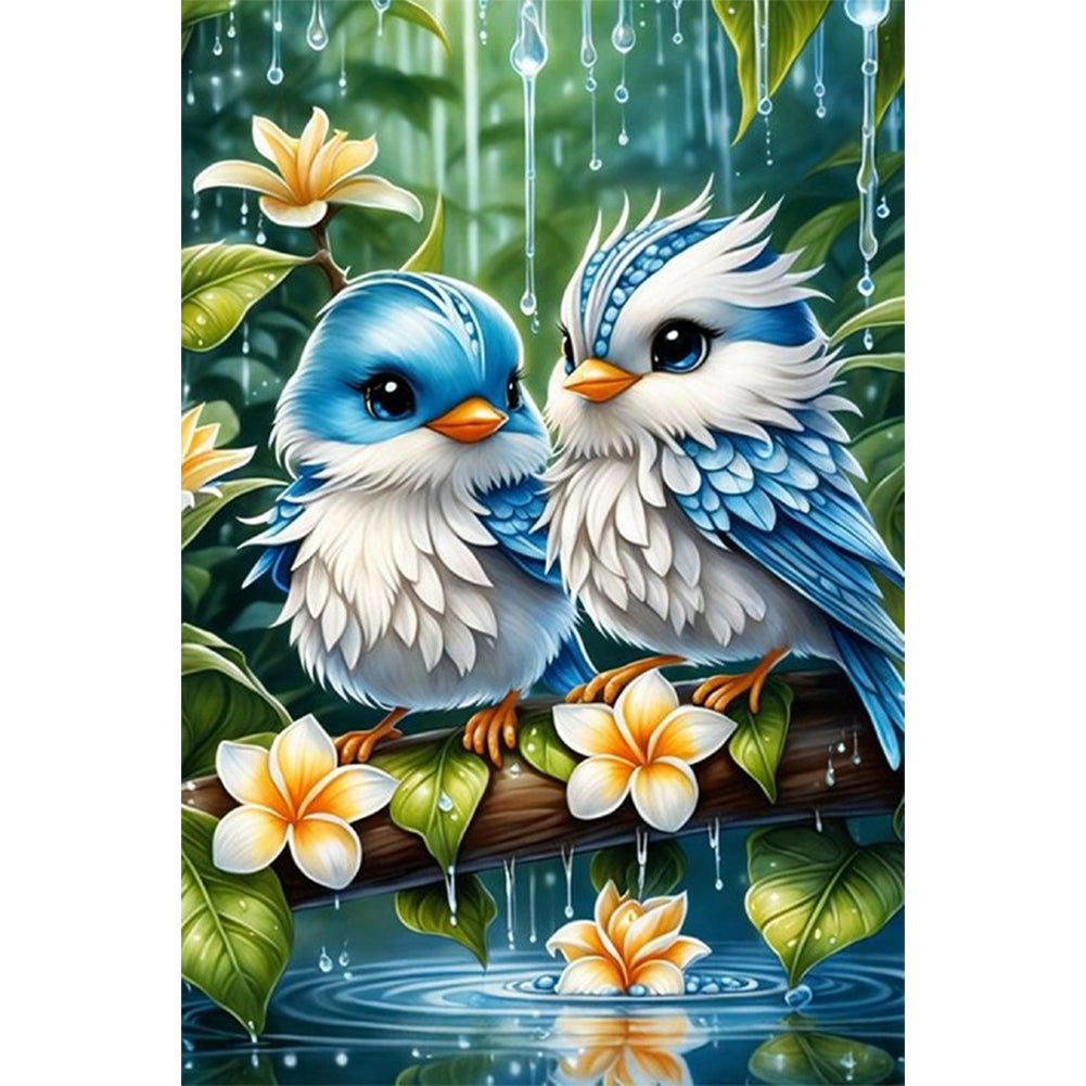 Blue And White Bird - Full Round Drill Diamond Painting 40*60CM