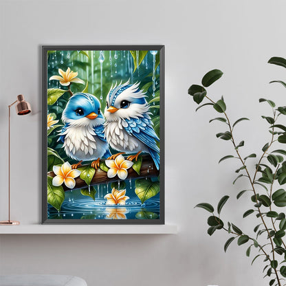 Blue And White Bird - Full Round Drill Diamond Painting 40*60CM