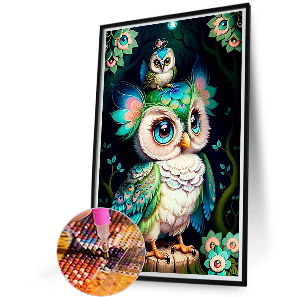Owl - Full Round Drill Diamond Painting 40*60CM