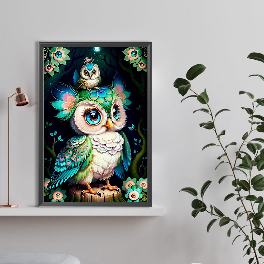Owl - Full Round Drill Diamond Painting 40*60CM