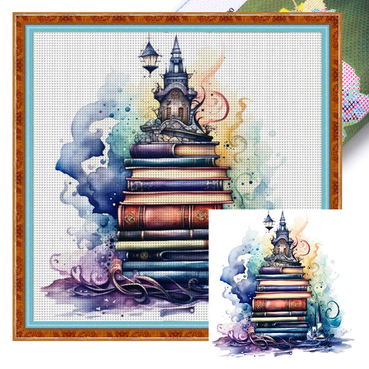 Stack Of Books - 11CT Stamped Cross Stitch 60*60CM