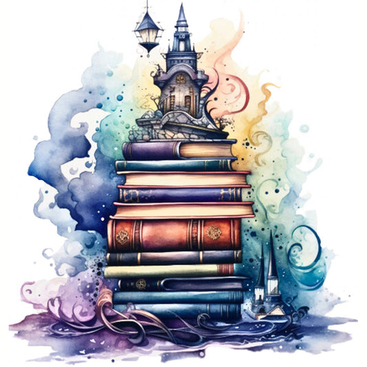 Stack Of Books - 11CT Stamped Cross Stitch 60*60CM