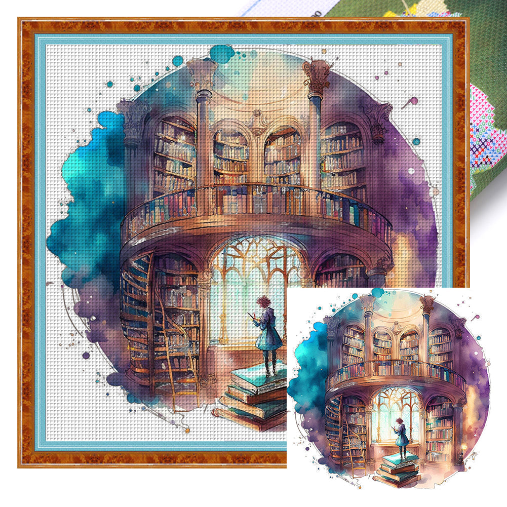 Library - 11CT Stamped Cross Stitch 60*60CM