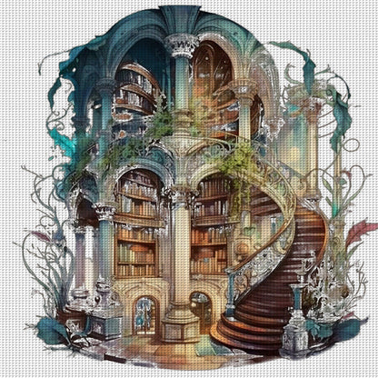 Library - 11CT Stamped Cross Stitch 60*60CM