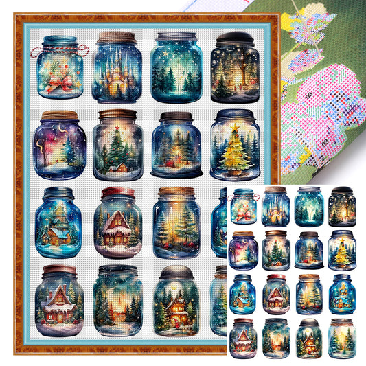 Glass Bottle Scenery - 11CT Stamped Cross Stitch 50*65CM