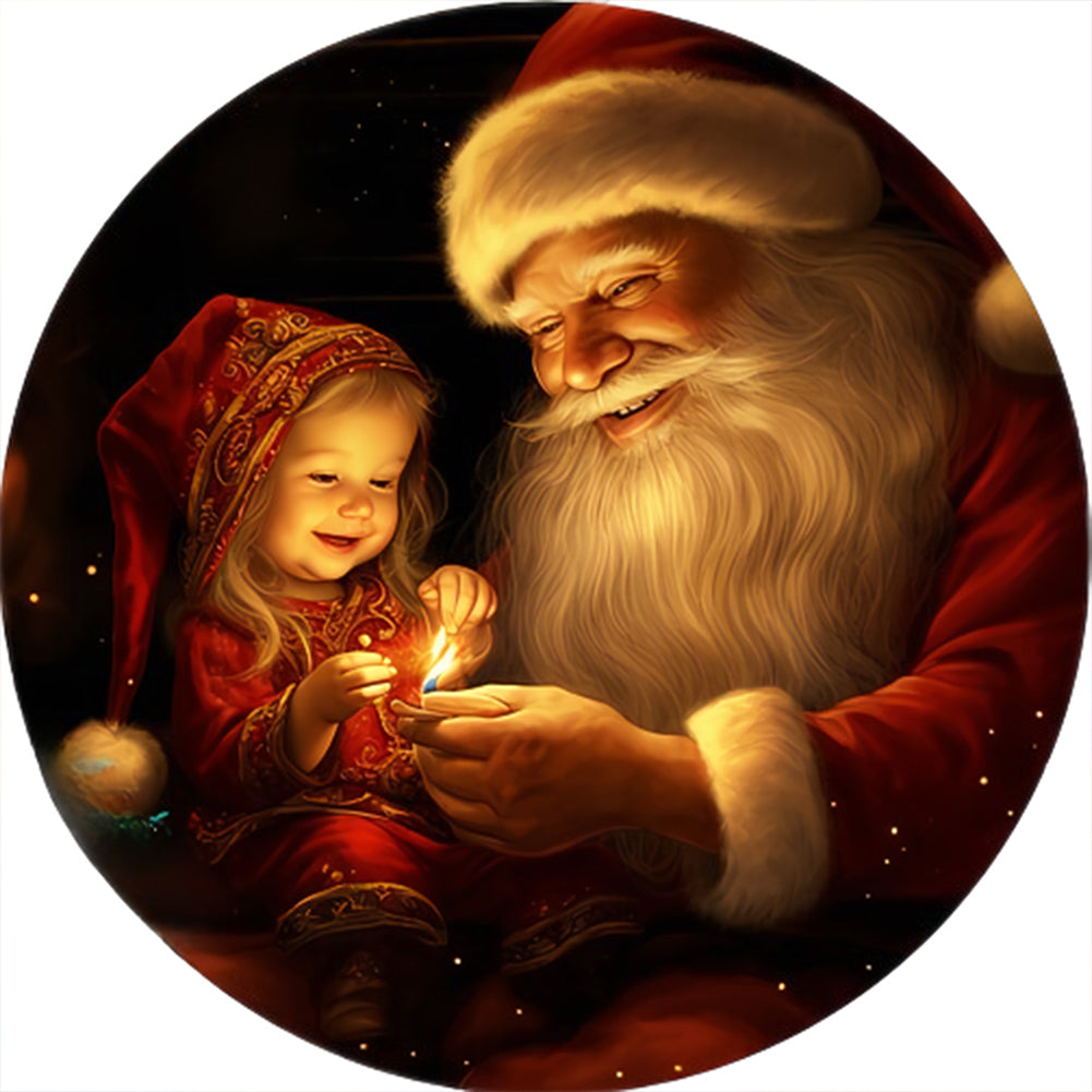 Santa Claus And Girl - Full AB Drill Round Diamond Painting 30*30CM