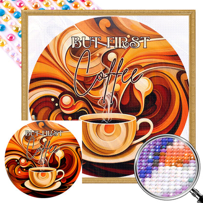 Coffee - Full AB Drill Round Diamond Painting 30*30CM