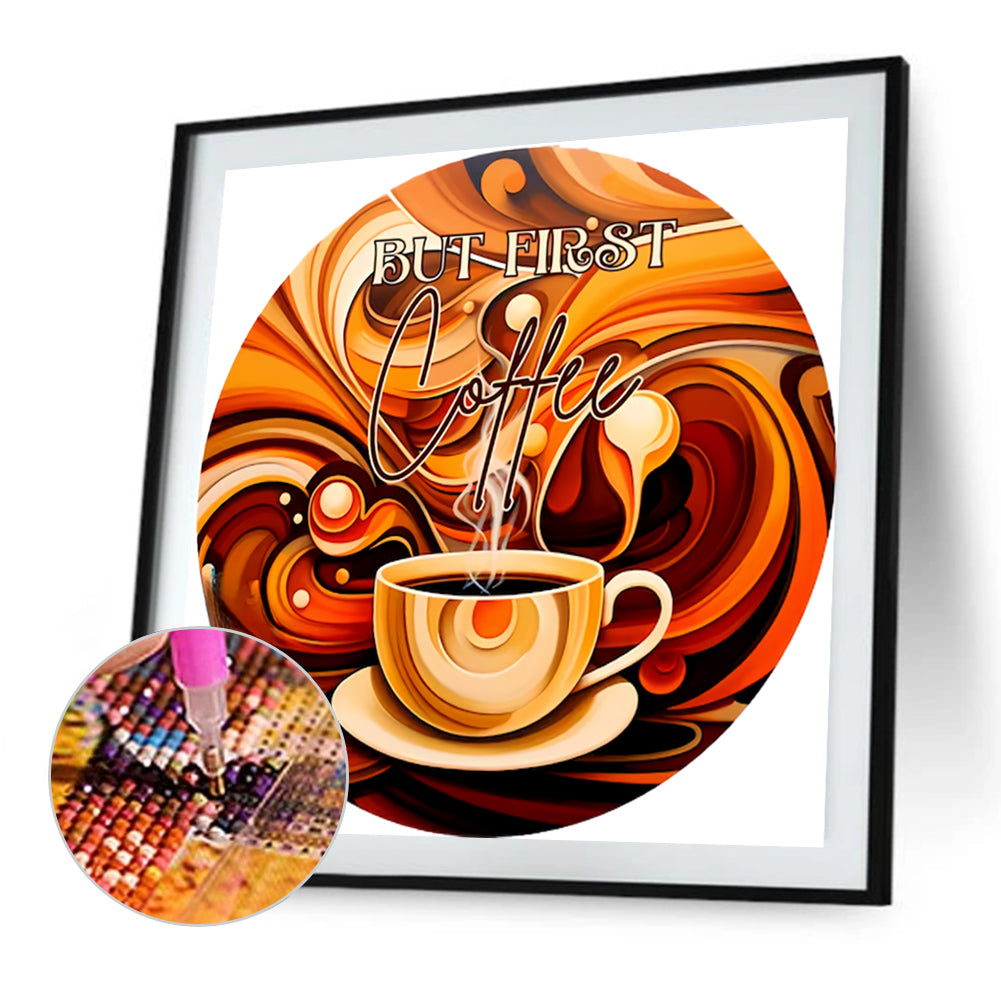 Coffee - Full AB Drill Round Diamond Painting 30*30CM