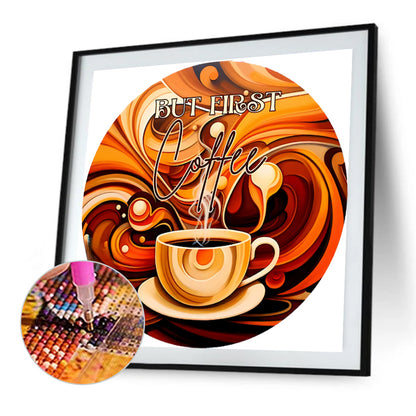 Coffee - Full AB Drill Round Diamond Painting 30*30CM