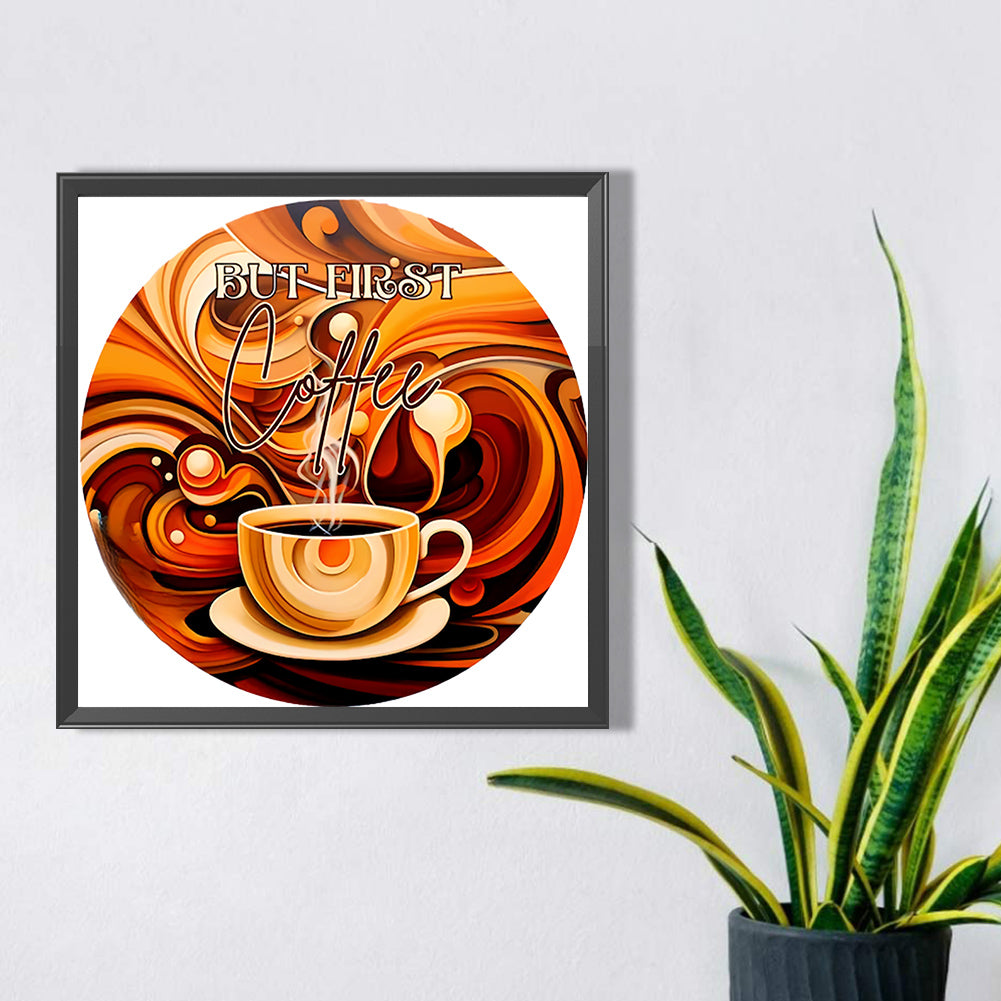 Coffee - Full AB Drill Round Diamond Painting 30*30CM