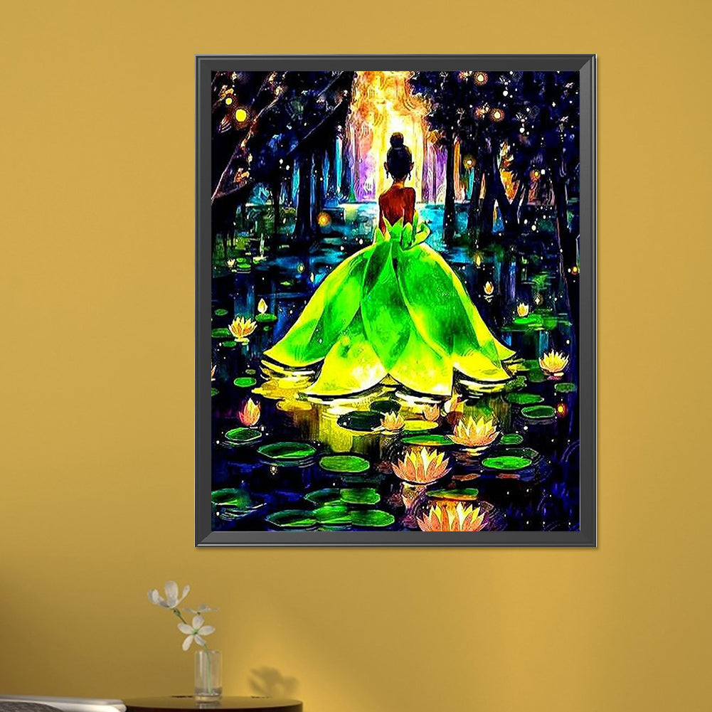 Power-Lotus Fairy - Full AB Drill Round Diamond Painting 40*50CM