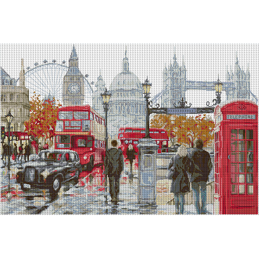 London Streets - 14CT Stamped Cross Stitch 68*48CM£¨Joy Sunday£©