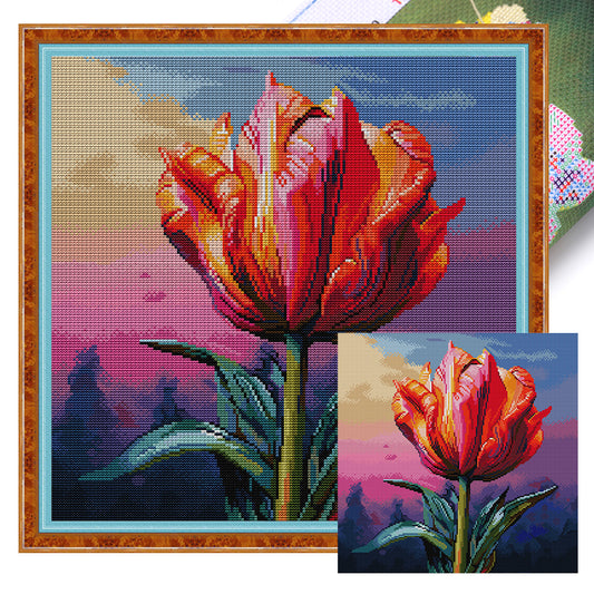 A Tulip - 14CT Stamped Cross Stitch 40*40CM