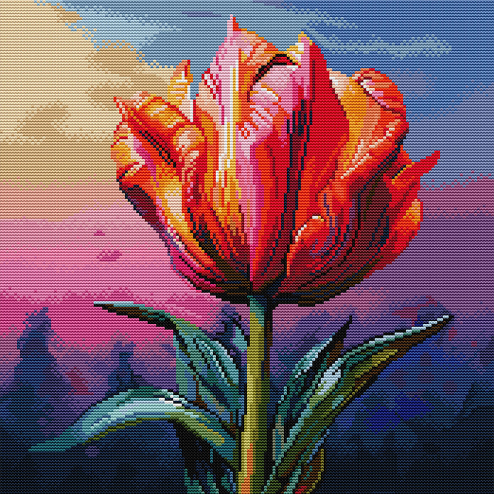 A Tulip - 14CT Stamped Cross Stitch 40*40CM