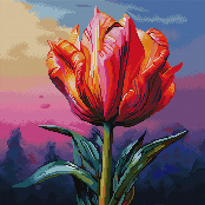 A Tulip - 14CT Stamped Cross Stitch 40*40CM