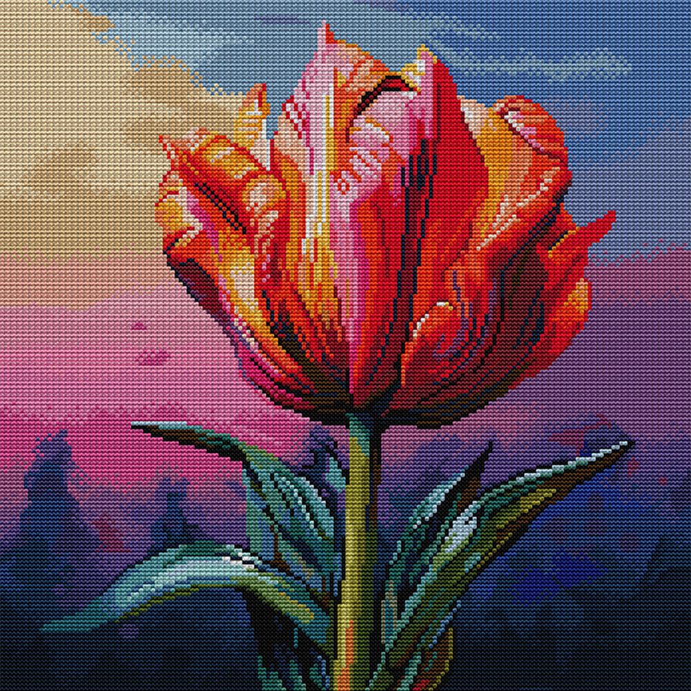 A Tulip - 14CT Stamped Cross Stitch 40*40CM