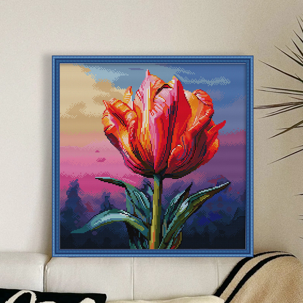 A Tulip - 14CT Stamped Cross Stitch 40*40CM