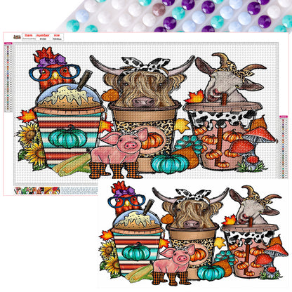 Animal Fruit And Vegetable Drinks - Full Round Drill Diamond Painting 70*40CM