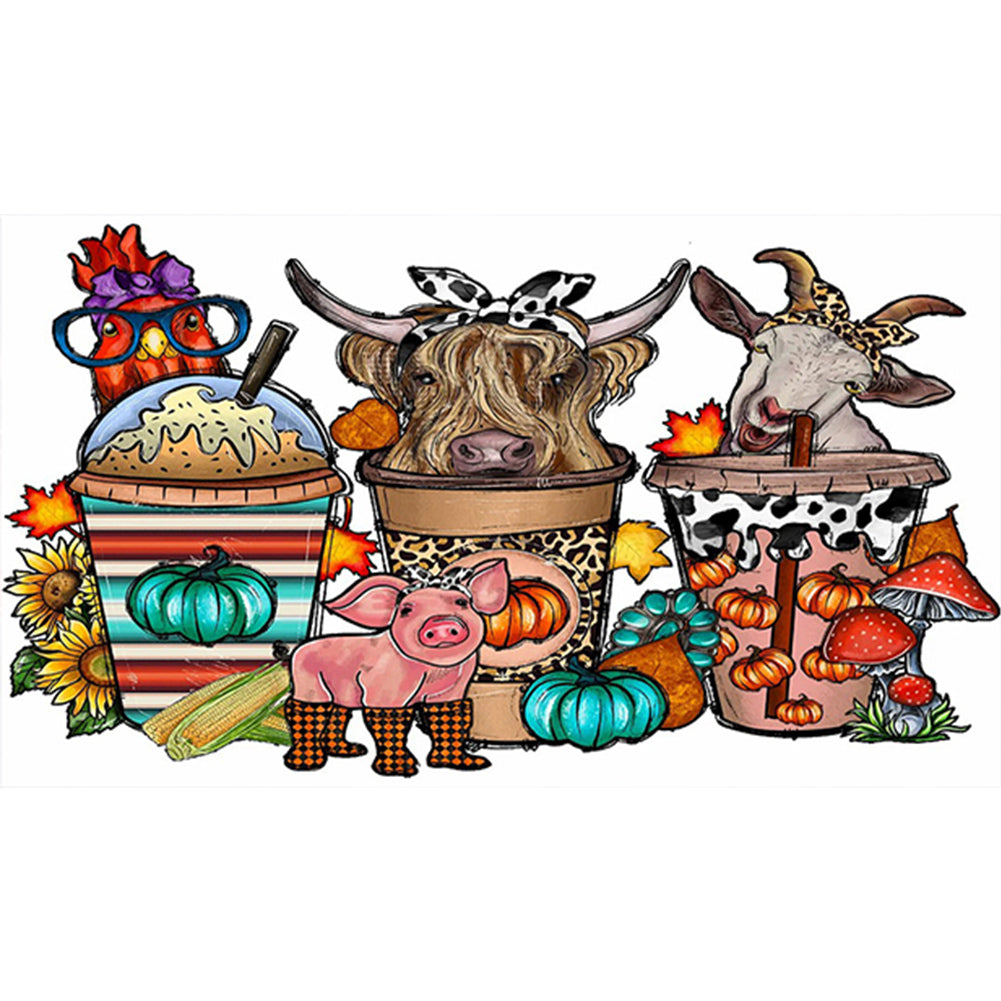 Animal Fruit And Vegetable Drinks - Full Round Drill Diamond Painting 70*40CM