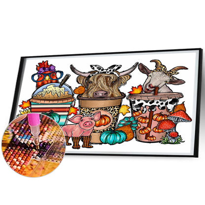Animal Fruit And Vegetable Drinks - Full Round Drill Diamond Painting 70*40CM