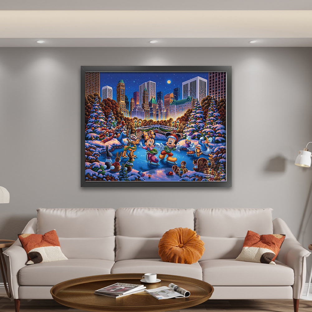 Mickey Mouse And His Friends Are Skating - 11CT Stamped Cross Stitch 60*50CM