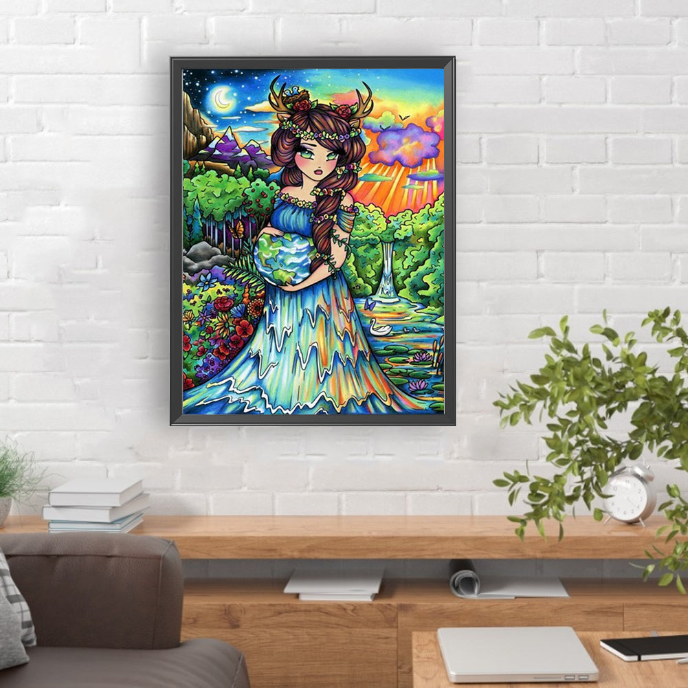 Girl - Full Round Drill Diamond Painting 30*40CM