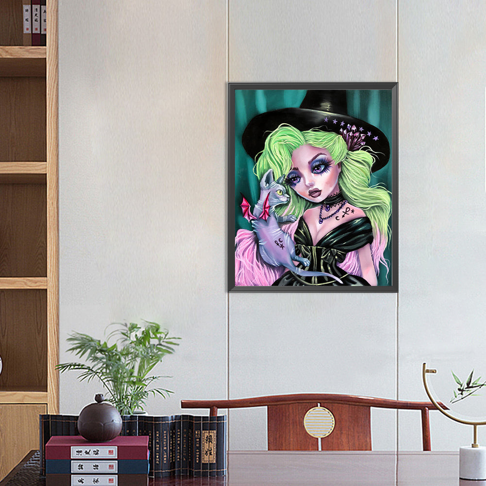 Green Hair Girl - Full Round Drill Diamond Painting 40*50CM