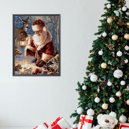 Santa Claus And Animals - Full Round Drill Diamond Painting 30*40CM