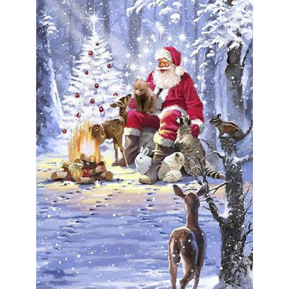 Santa Claus And Animals - Full Round Drill Diamond Painting 30*40CM