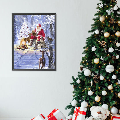 Santa Claus And Animals - Full Round Drill Diamond Painting 30*40CM