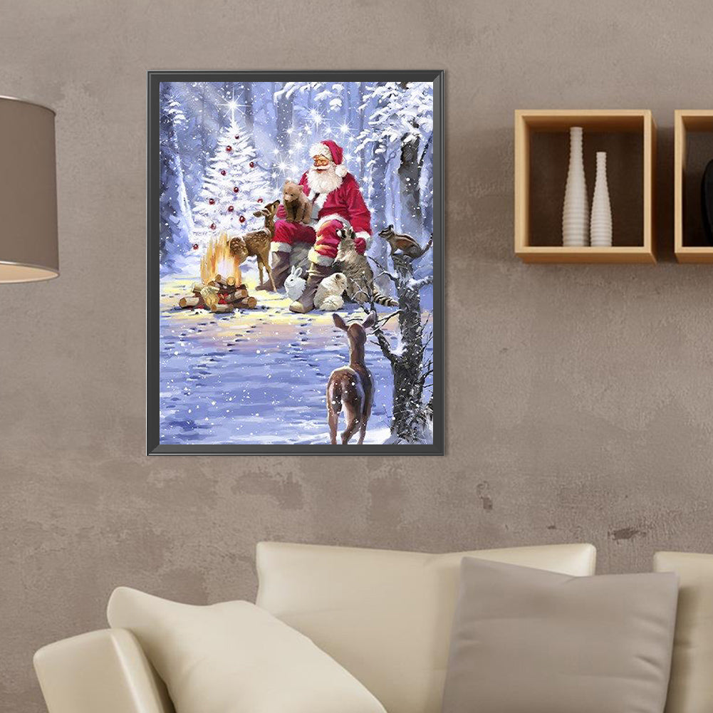 Santa Claus And Animals - Full Round Drill Diamond Painting 30*40CM