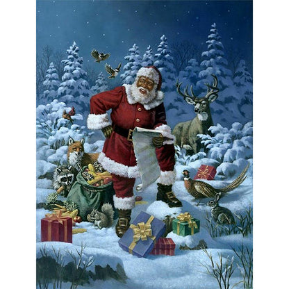 Santa Claus And Animals - Full Round Drill Diamond Painting 30*40CM