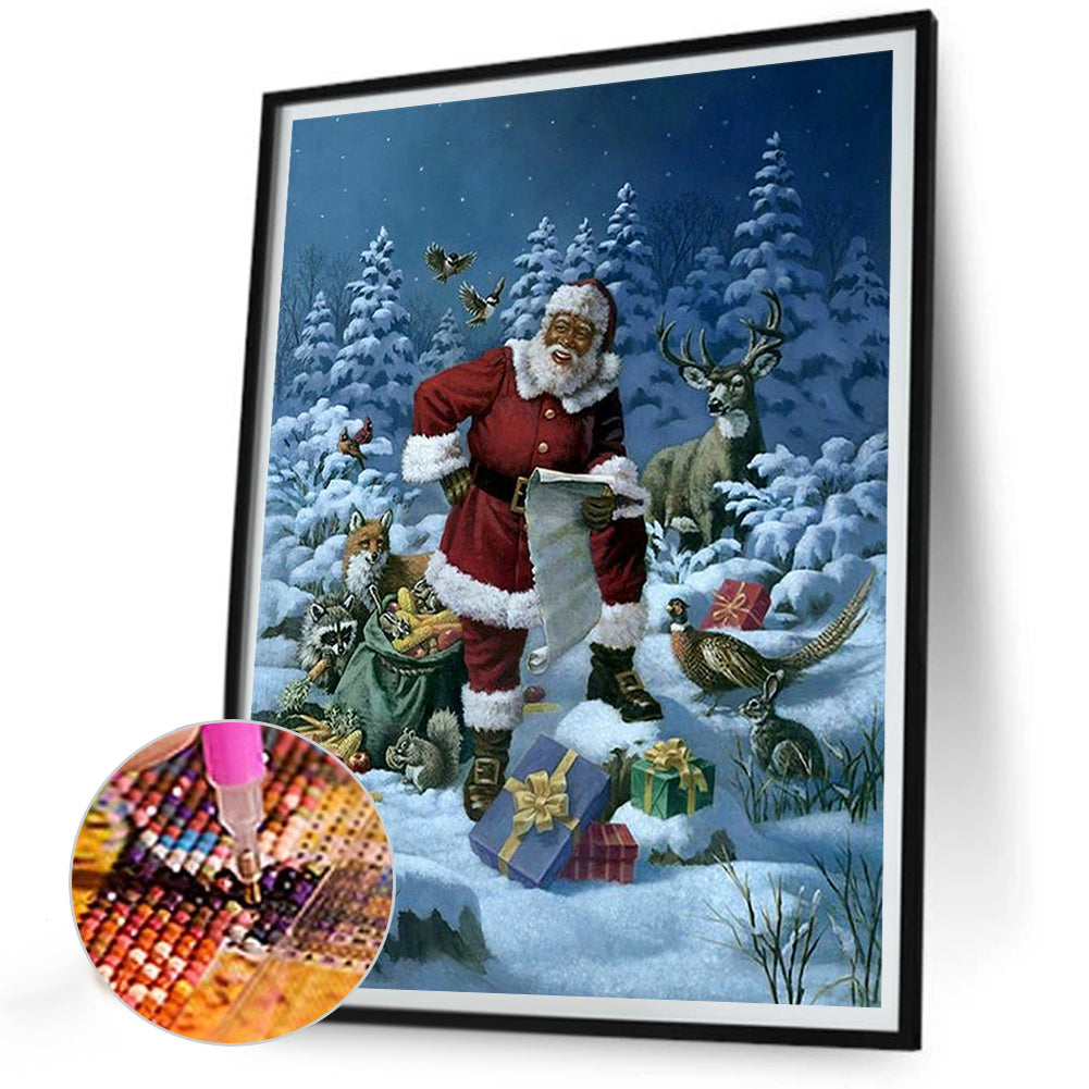 Santa Claus And Animals - Full Round Drill Diamond Painting 30*40CM