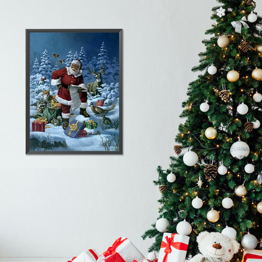 Santa Claus And Animals - Full Round Drill Diamond Painting 30*40CM