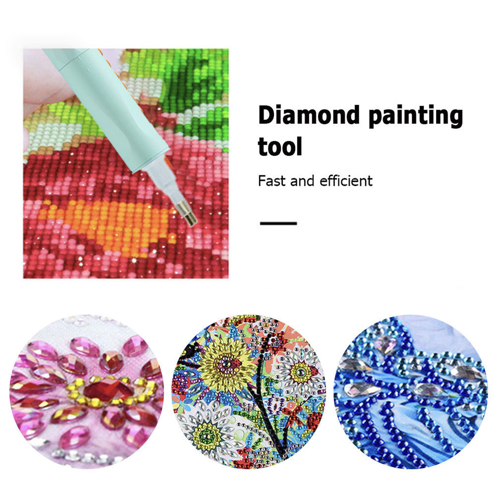 Diamond Art Pens with 6 Pen Heads for DIY Crafts (Frosted Pink Green)