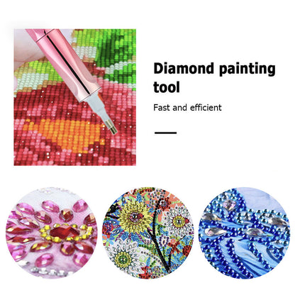 Diamond Art Pens with 6 Pen Heads for DIY Crafts (Plating Pink + Roller)