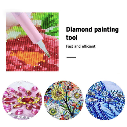 Diamond Art Pens with 6 Pen Heads for DIY Crafts (Frosted Pink Blue + Roller)