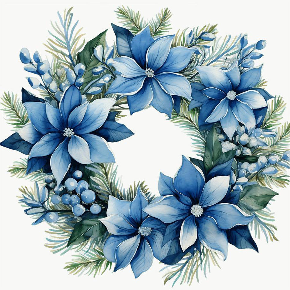 Blue Garland - Full Round Drill Diamond Painting 30*30CM