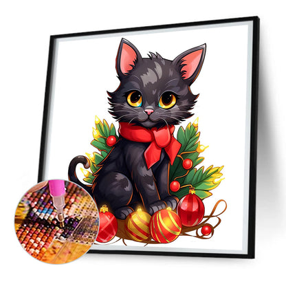 Lantern Black Cat - Full Round Drill Diamond Painting 30*30CM