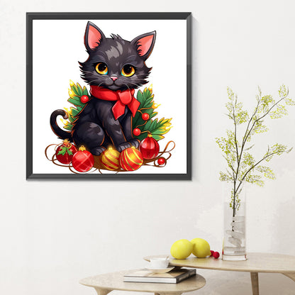 Lantern Black Cat - Full Round Drill Diamond Painting 30*30CM