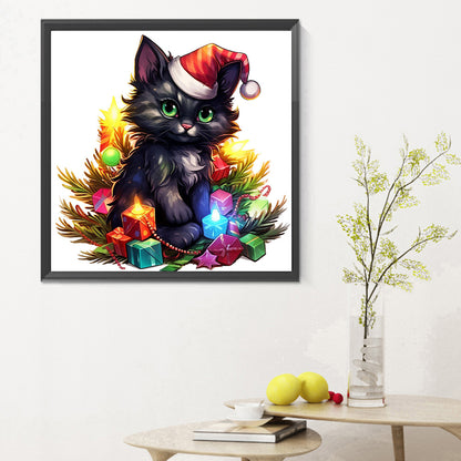 Lantern Black Cat - Full Round Drill Diamond Painting 30*30CM