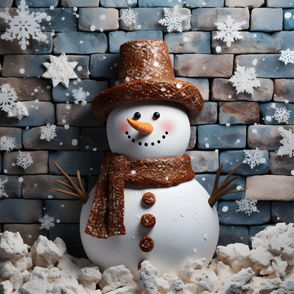 Smiling Snowman - Full Round Drill Diamond Painting 30*30CM