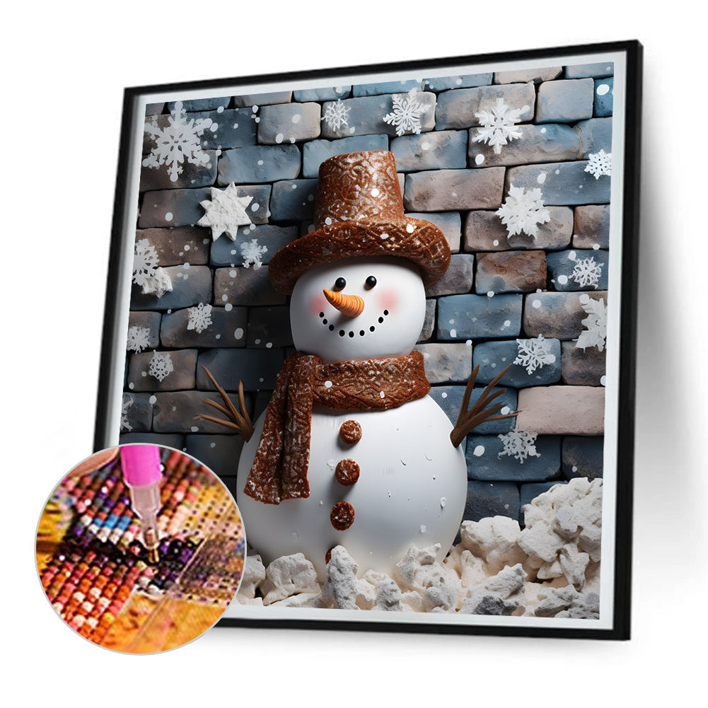 Smiling Snowman - Full Round Drill Diamond Painting 30*30CM