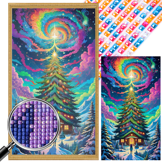 Christmas Aurora Elk - Full AB Drill Square Diamond Painting 40*70CM