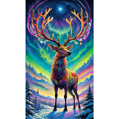 Christmas Aurora Elk - Full AB Drill Square Diamond Painting 40*70CM