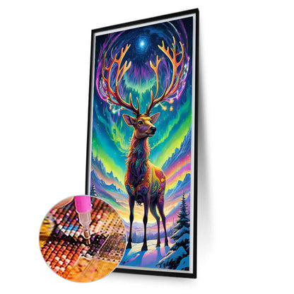 Christmas Aurora Elk - Full AB Drill Square Diamond Painting 40*70CM