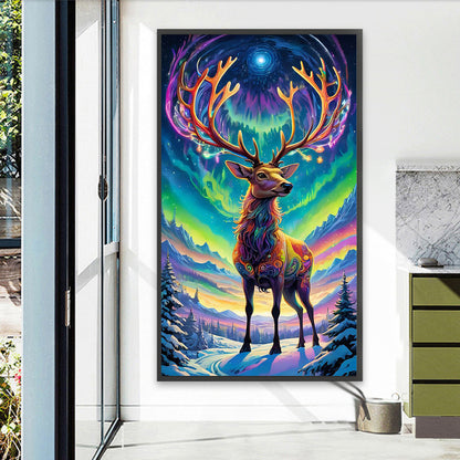 Christmas Aurora Elk - Full AB Drill Square Diamond Painting 40*70CM