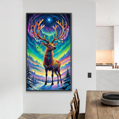 Christmas Aurora Elk - Full AB Drill Square Diamond Painting 40*70CM